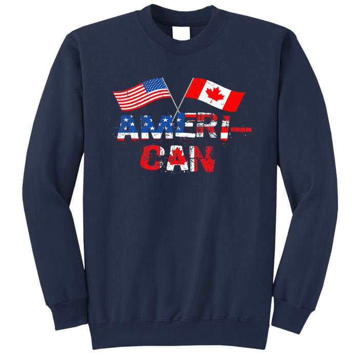 Retro AmeriCan Canada USA Flag Patriotic Canadian American Sweatshirt