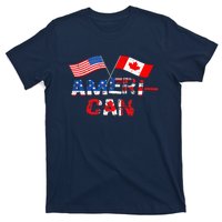 Retro AmeriCan Canada USA Flag Patriotic Canadian American T-Shirt