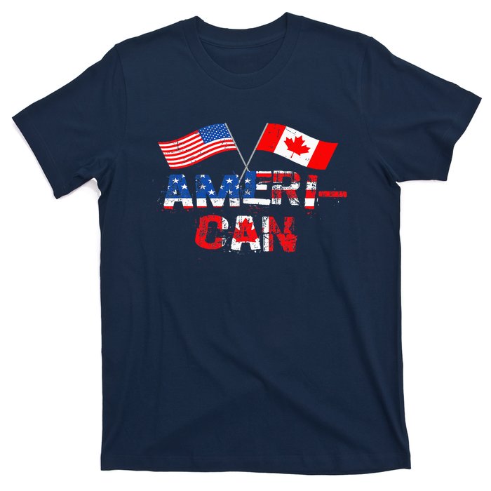 Retro AmeriCan Canada USA Flag Patriotic Canadian American T-Shirt