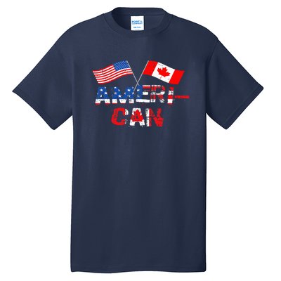 Retro AmeriCan Canada USA Flag Patriotic Canadian American Tall T-Shirt