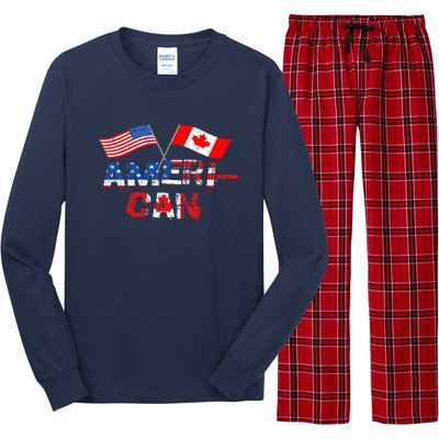 Retro AmeriCan Canada USA Flag Patriotic Canadian American Long Sleeve Pajama Set