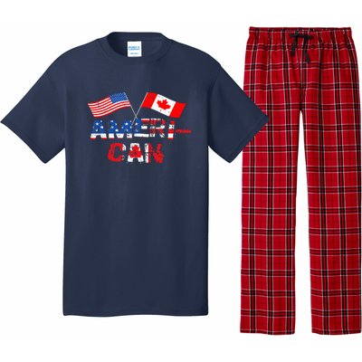 Retro AmeriCan Canada USA Flag Patriotic Canadian American Pajama Set