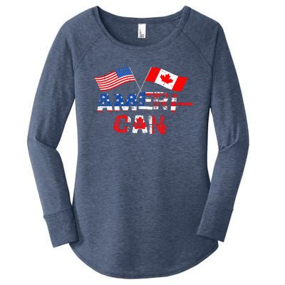 Retro AmeriCan Canada USA Flag Patriotic Canadian American Women's Perfect Tri Tunic Long Sleeve Shirt