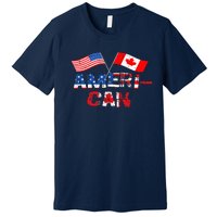 Retro AmeriCan Canada USA Flag Patriotic Canadian American Premium T-Shirt