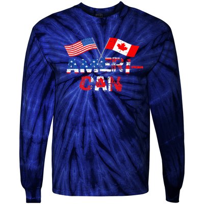 Retro AmeriCan Canada USA Flag Patriotic Canadian American Tie-Dye Long Sleeve Shirt