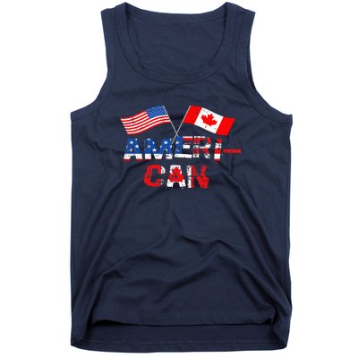 Retro AmeriCan Canada USA Flag Patriotic Canadian American Tank Top