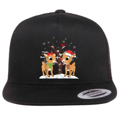 Rudolph And Clarice Christmas Reindeer Gift Flatbill Hat