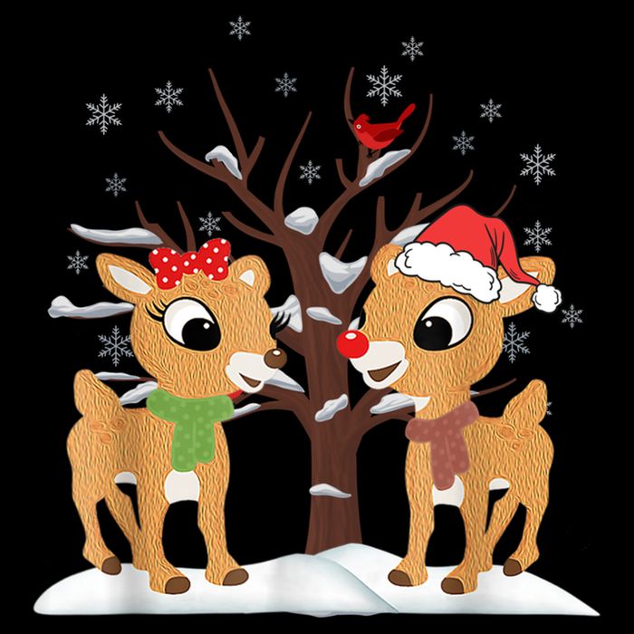 Rudolph And Clarice Christmas Reindeer Gift Cooling Performance Long Sleeve Crew