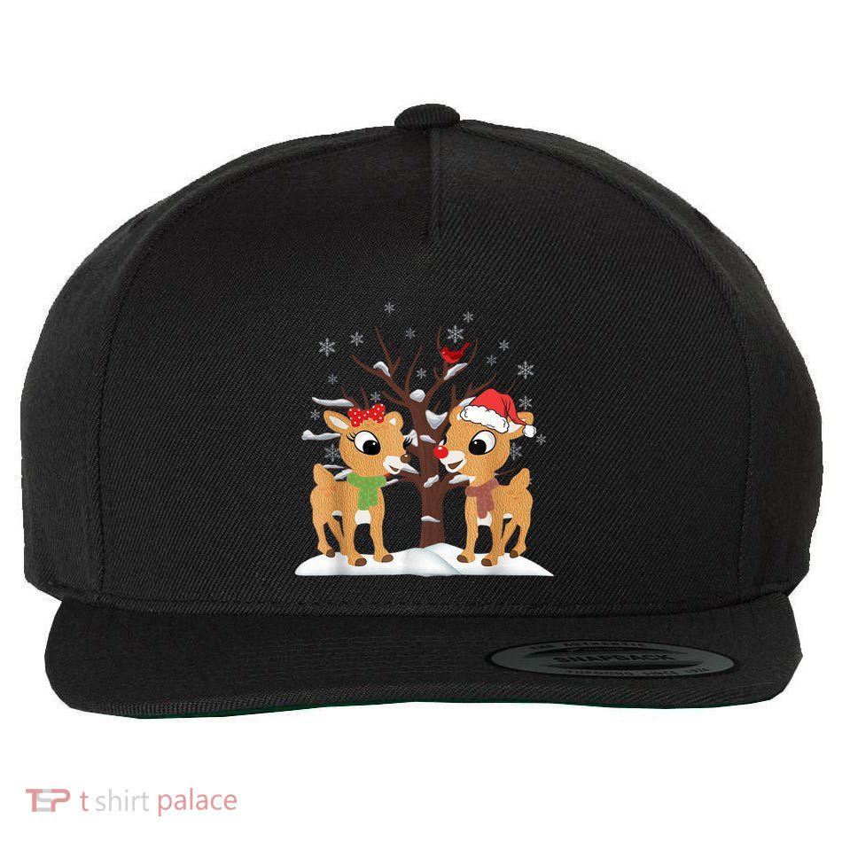 Rudolph And Clarice Christmas Reindeer Gift Wool Snapback Cap