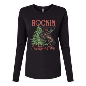 Rockin Around Christmas Tree Cow Xmas Design Gift Womens Cotton Relaxed Long Sleeve T-Shirt