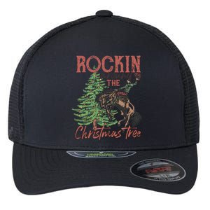 Rockin Around Christmas Tree Cow Xmas Design Gift Flexfit Unipanel Trucker Cap