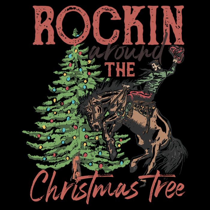 Rockin Around Christmas Tree Cow Xmas Design Gift Drawstring Bag
