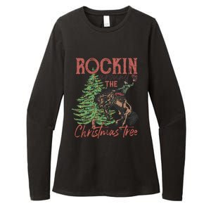 Rockin Around Christmas Tree Cow Xmas Design Gift Womens CVC Long Sleeve Shirt