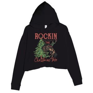 Rockin Around Christmas Tree Cow Xmas Design Gift Crop Fleece Hoodie