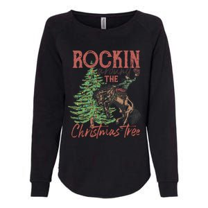 Rockin Around Christmas Tree Cow Xmas Design Gift Womens California Wash Sweatshirt