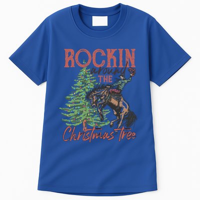 Rockin Around Christmas Tree Cow Xmas Design Gift Tall T-Shirt