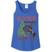 Rockin Around Christmas Tree Cow Xmas Design Gift Ladies Essential Tank