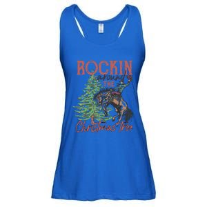 Rockin Around Christmas Tree Cow Xmas Design Gift Ladies Essential Flowy Tank