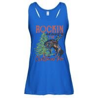 Rockin Around Christmas Tree Cow Xmas Design Gift Ladies Essential Flowy Tank