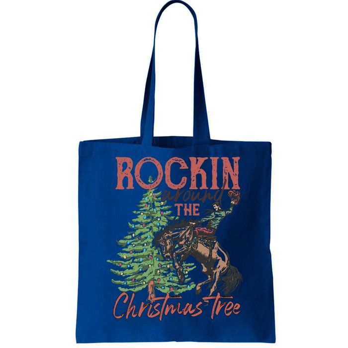 Rockin Around Christmas Tree Cow Xmas Design Gift Tote Bag