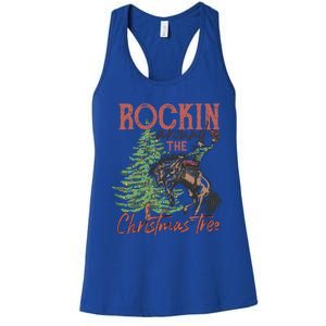 Rockin Around Christmas Tree Cow Xmas Design Gift Women's Racerback Tank