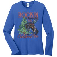 Rockin Around Christmas Tree Cow Xmas Design Gift Ladies Long Sleeve Shirt