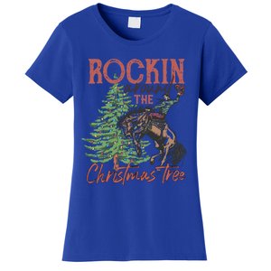 Rockin Around Christmas Tree Cow Xmas Design Gift Women's T-Shirt