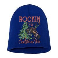 Rockin Around Christmas Tree Cow Xmas Design Gift Short Acrylic Beanie