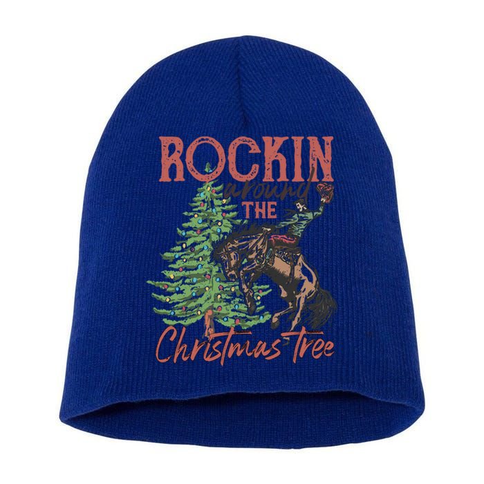 Rockin Around Christmas Tree Cow Xmas Design Gift Short Acrylic Beanie