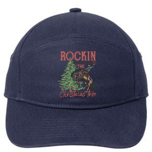 Rockin Around Christmas Tree Cow Xmas Design Gift 7-Panel Snapback Hat