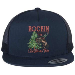 Rockin Around Christmas Tree Cow Xmas Design Gift Flat Bill Trucker Hat