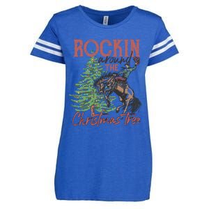 Rockin Around Christmas Tree Cow Xmas Design Gift Enza Ladies Jersey Football T-Shirt