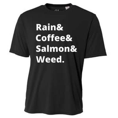 Rain And Coffee And Salmon And Weed Seattle Gift Cooling Performance Crew T-Shirt