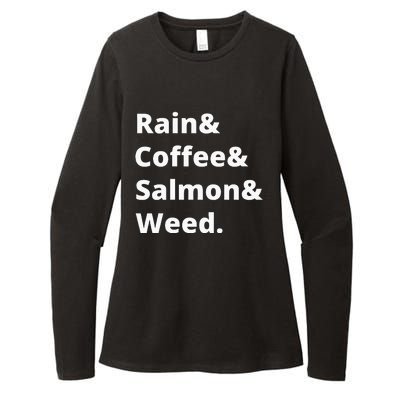 Rain And Coffee And Salmon And Weed Seattle Gift Womens CVC Long Sleeve Shirt