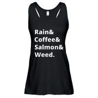 Rain And Coffee And Salmon And Weed Seattle Gift Ladies Essential Flowy Tank