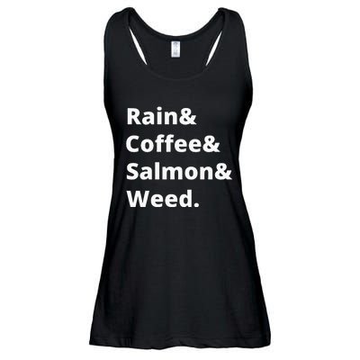 Rain And Coffee And Salmon And Weed Seattle Gift Ladies Essential Flowy Tank