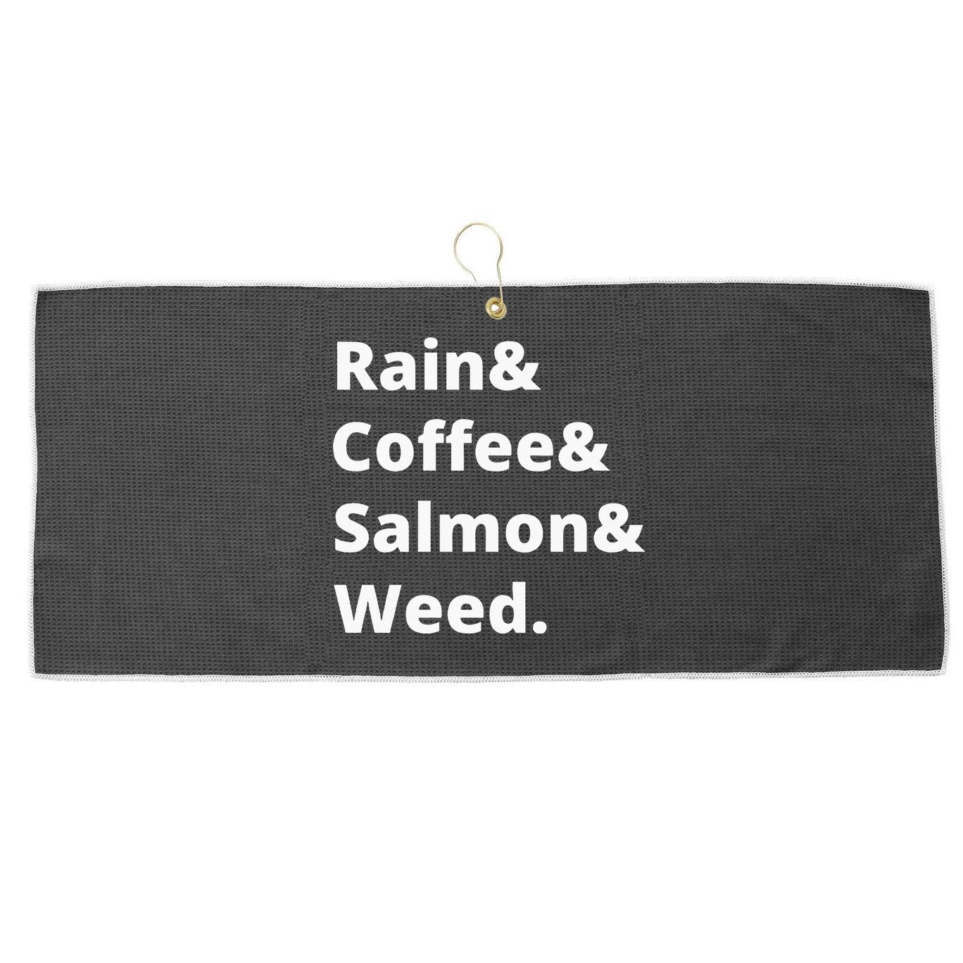 Rain And Coffee And Salmon And Weed Seattle Gift Large Microfiber Waffle Golf Towel