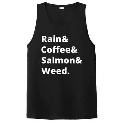 Rain And Coffee And Salmon And Weed Seattle Gift PosiCharge Competitor Tank