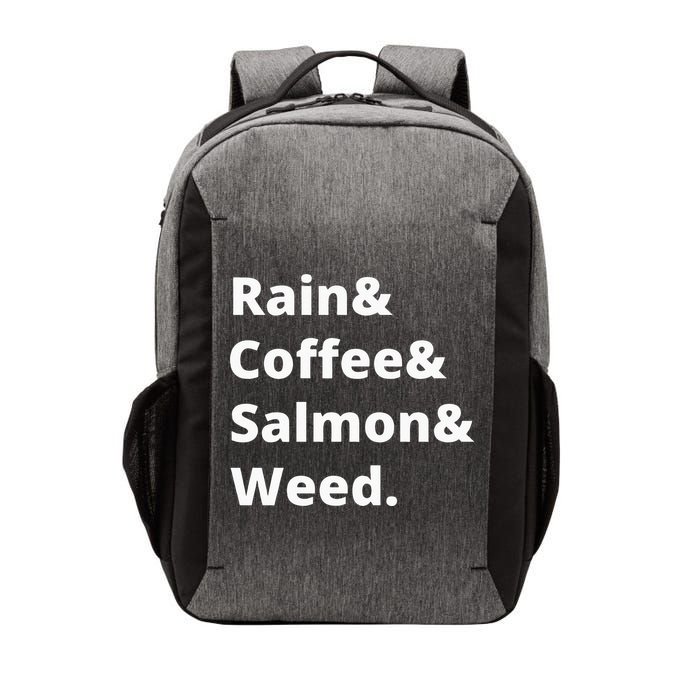 Rain And Coffee And Salmon And Weed Seattle Gift Vector Backpack