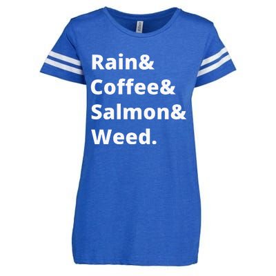 Rain And Coffee And Salmon And Weed Seattle Gift Enza Ladies Jersey Football T-Shirt