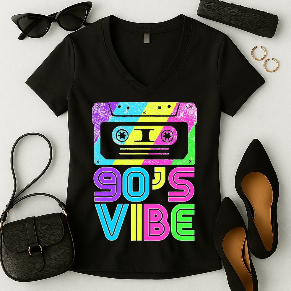 Retro Aesthetic Costume Party Outfit 90's Vibe Women's V-Neck T-Shirt