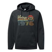 Retro Audio Cassette Vintage Since 1976 46th Birthday Performance Fleece Hoodie