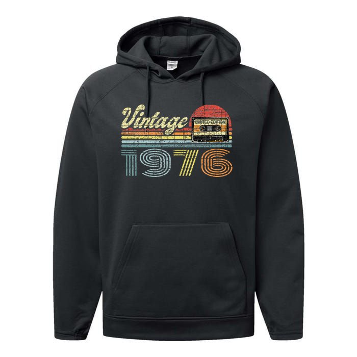 Retro Audio Cassette Vintage Since 1976 46th Birthday Performance Fleece Hoodie