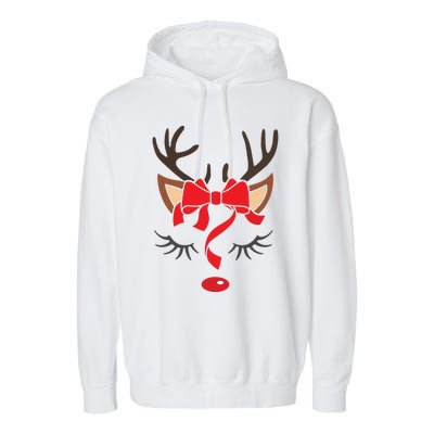 Reindeer Antlers Christmas Outfit Women Girls Xmas Garment-Dyed Fleece Hoodie