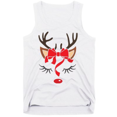 Reindeer Antlers Christmas Outfit Women Girls Xmas Tank Top