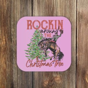 Rockin' Around Christmas Tree Cowboy Xmas Design Coaster