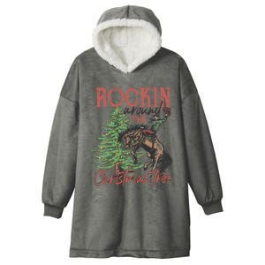 Rockin' Around Christmas Tree Cowboy Xmas Design Hooded Wearable Blanket