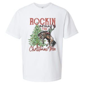 Rockin' Around Christmas Tree Cowboy Xmas Design Sueded Cloud Jersey T-Shirt