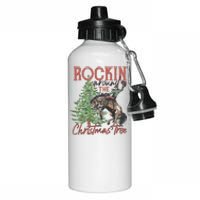 Rockin' Around Christmas Tree Cowboy Xmas Design Aluminum Water Bottle