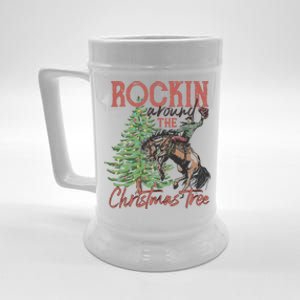 Rockin' Around Christmas Tree Cowboy Xmas Design Beer Stein